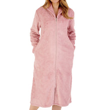 Load image into Gallery viewer, Slenderella Ladies Embossed Fleece Zip Up Dressing Gown (4 Colours)