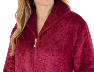 Slenderella Ladies Embossed Fleece Zip Up Dressing Gown (4 Colours)