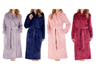 Slenderella Ladies Embossed Fleece Wrap Dressing Gown (4 Colours)