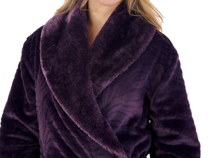 Slenderella Zebra Fleece Faux Fur Shawl Collar Dressing Gown (3 Colours)