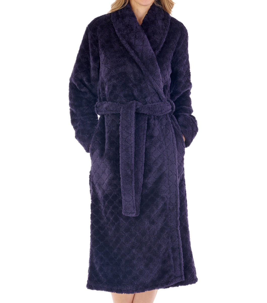 Slenderella Ladies Diamond Flannel Fleece Dressing Gown (2 Colours)