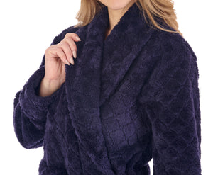 Slenderella Ladies Diamond Flannel Fleece Dressing Gown (2 Colours)