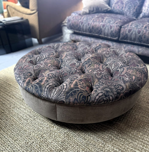 Ex Display Charlton Round Stool Covered With Laurence Llewelyn-Bowen Fabric