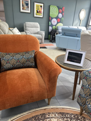 Ex Display Burford Burnt Orange Chenille Chair