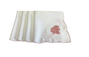 Table Napkins Embroidered Leaf Design 18" x 18" (3 Colours)