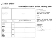 Load image into Gallery viewer, James Brett Chunky Crochet Pattern – Horatio Horse, Ursula Unicorn &amp; Zachary Zebra (JB933)