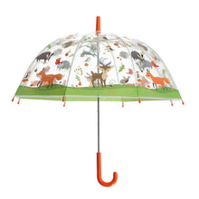 Load image into Gallery viewer, Kids Transparent Umbrella with Autumnal Forest Animals