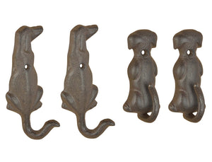 Cast Iron Dog Tail Hooks (Set of 2 or 4)