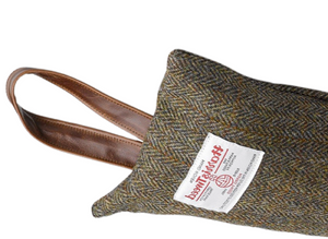 Harris Tweed Draught Excluder with Leather Detail