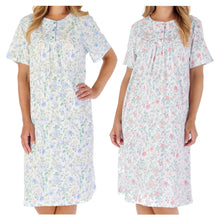 Load image into Gallery viewer, Slenderella Trailing Floral Print Short Sleeve Jersey Nightie (2 Colours)