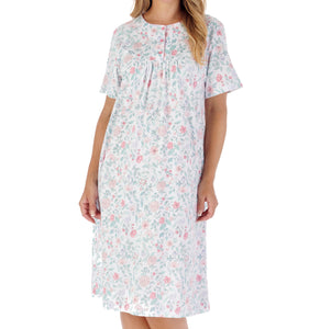 Slenderella Trailing Floral Print Short Sleeve Jersey Nightie (2 Colours)