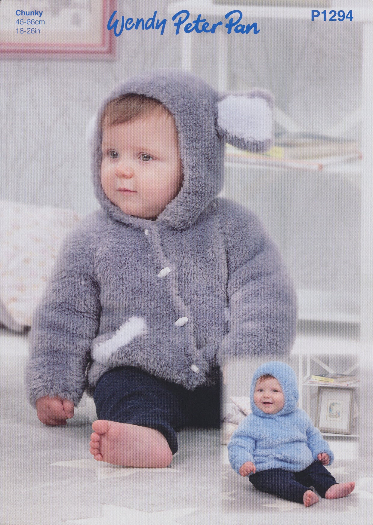 Wendy Peter Pan Baby Chunky Knitting Pattern Hooded Sweater Jacket Mill Outlets