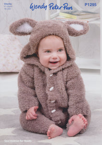 Wendy Peter Pan Baby Chunky Knitting Pattern - Bunny All in One (P1295)