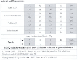 Wendy Peter Pan Baby Chunky Knitting Pattern - Bunny All in One (P1295)