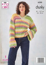 Load image into Gallery viewer, King Cole Knitting Pattern for Women’s Chunky Sweater &amp; Cardigan 6200