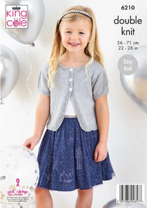 King Cole Double Knitting Pattern – Girls Glitter Cardigans (6210)