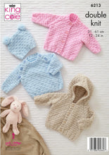 Load image into Gallery viewer, King Cole Double Knitting Pattern - Baby Jacket, Sweater Sleeping Bag &amp; Hat (6213)