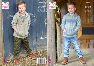 King Cole Aran Knitting Pattern Kids Hoodies (6222)