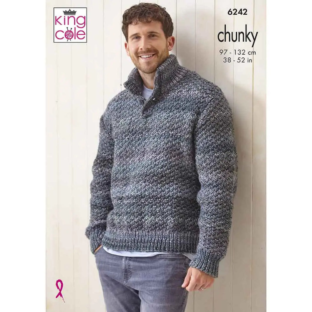 King Cole Knitting Pattern Chunky Mens Sweaters (6242)