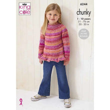 Load image into Gallery viewer, King Cole Knitting Pattern Girls Knitted in the Round Chunky Sweaters (6244)