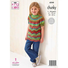 Load image into Gallery viewer, King Cole Knitting Pattern Girls Knitted in the Round Chunky Sweaters (6244)