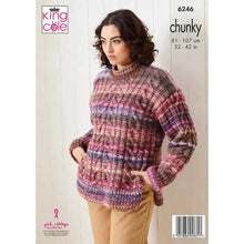 Load image into Gallery viewer, King Cole Knitting Pattern Womens Chunky Sweater and Cardigan (6246)