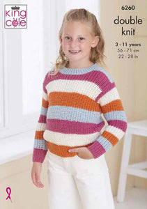 King Cole Knitting Pattern Girls Sweater & Cardigan (6260)