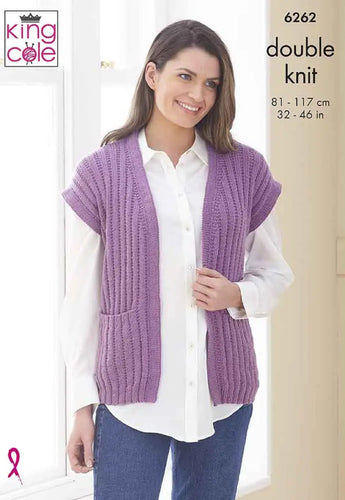 King Cole Knitting Pattern Womens Sweater & Sleeveless Jacket (6262)