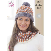 Load image into Gallery viewer, King Cole Easy Knit Knitting Pattern Womans Scarf, Cowl &amp; Hat (6267)