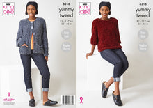 Load image into Gallery viewer, King Cole Easy Knitting Pattern Ladies Yummy Tweed Sweater &amp; Cardigan (6316)