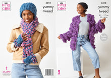 Load image into Gallery viewer, King Cole Knitting Pattern Ladies Soft Cardigan, Scarf, Hat &amp; Handwarmers (6318)