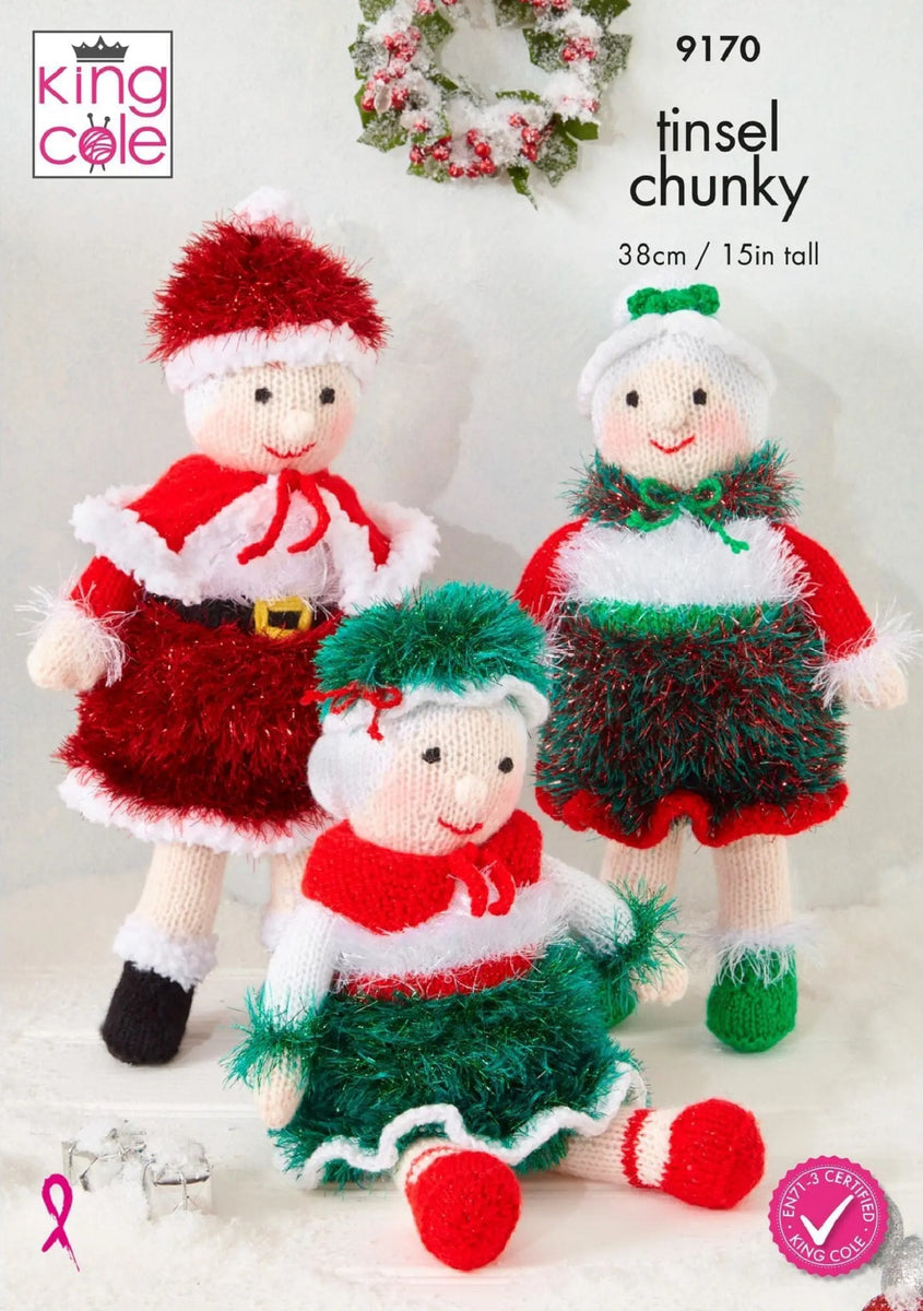 King Cole Double Knitting Pattern – Mrs Santa Clause Dolls 9170 – Mill ...