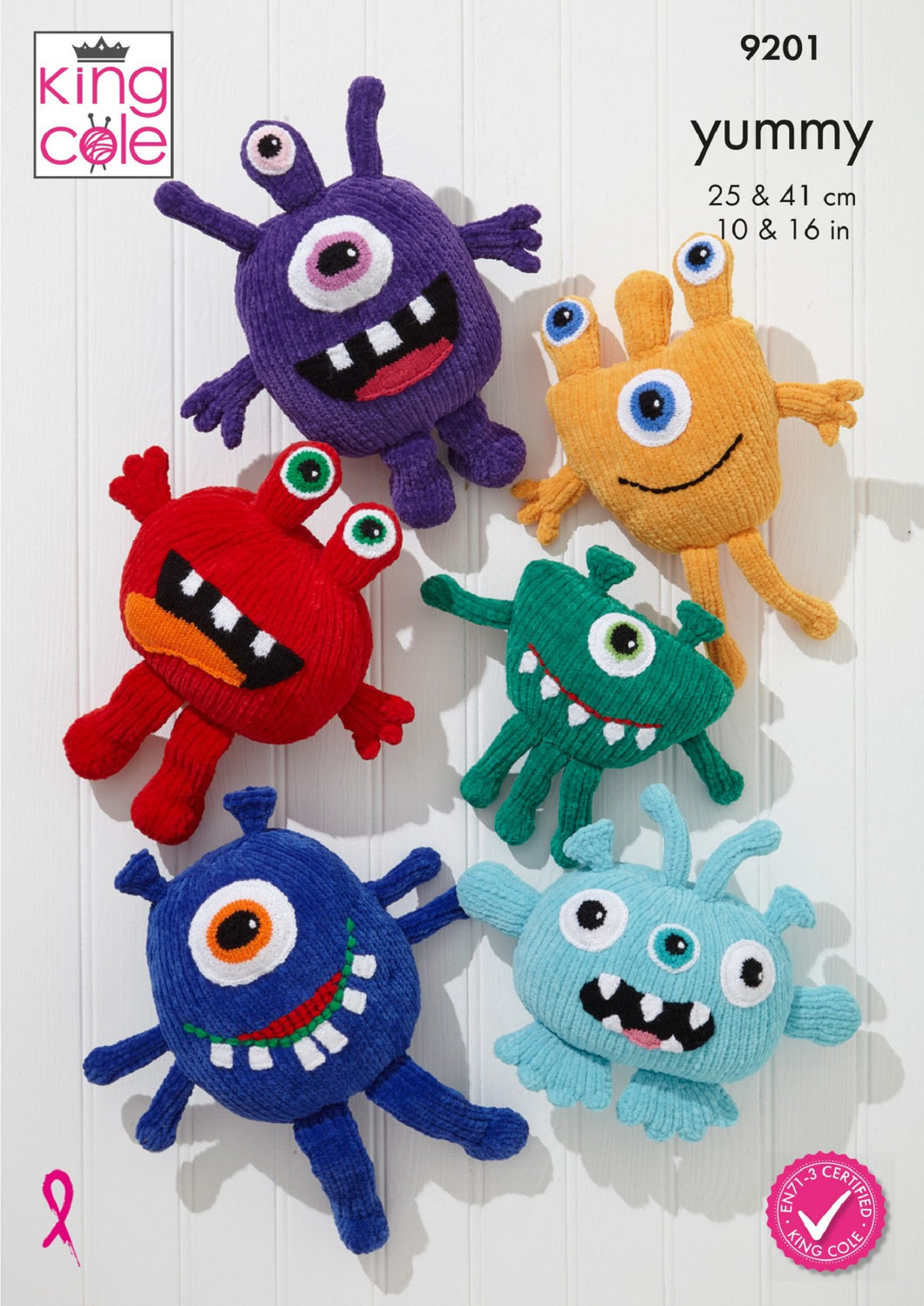 King Cole Little Monster Stuffed Toys Knitting Pattern (9201)