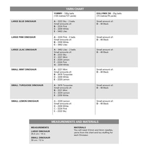 King Cole Knitting Pattern for Small & Large Dinosaur Stuffed Toys (9202)