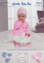 Load image into Gallery viewer, Wendy Peter Pan Baby DK Knitting Pattern - Hats Bootees &amp; Mittens (PP016)