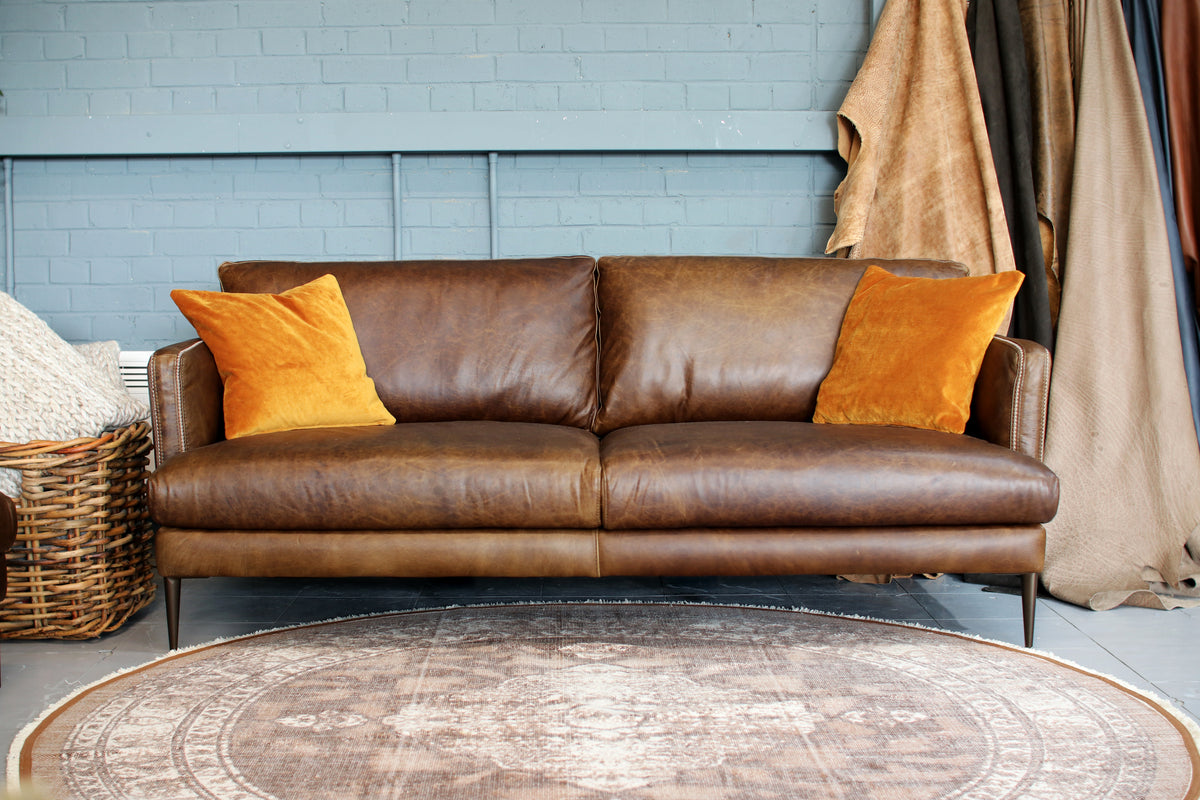 Ex Display Leather Rimini Sofa – Mill Outlets