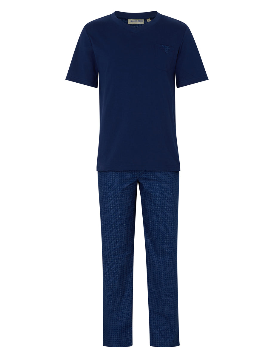 Walker Reid Mens Pyjamas Jersey Top & Diamond Pattern Bottoms (Blue or ...