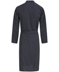 Walker Reid Mens Navy Striped Cotton Dressing Gown (Small - 4XL)