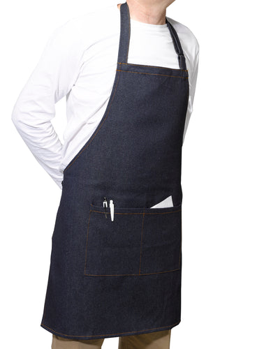 Blue Denim 100% Cotton Bib Apron With Split Pocket 27