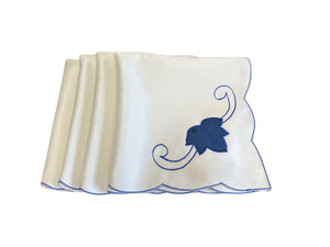 Table Napkins Embroidered Leaf Design 18" x 18" (3 Colours)