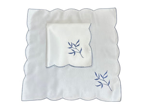 Table Napkins Embroidered Sprig Design 18" x 18" (4 Colours)