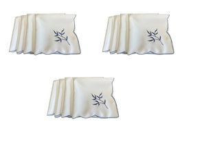 Table Napkins Embroidered Sprig Design 18" x 18" (4 Colours)