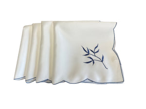 Table Napkins Embroidered Sprig Design 18" x 18" (4 Colours)