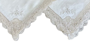 Vintage Lace Pair of Napkins - 18" Square (Ecru)