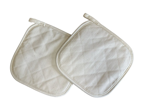 Pair of Cream Quilted Cotton Oven Pan Holders