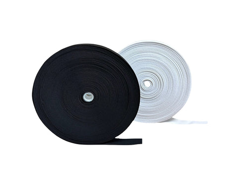 Elastic Spool Sewing Craft Reel 1 inch Wide 35m Roll - White or Black