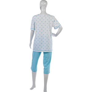 Ladies 100% Cotton Flower & Polka Dot Pyjamas S - XL (Aqua or Red)