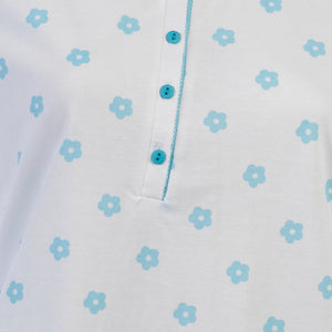 Ladies 100% Cotton Flower & Polka Dot Pyjamas S - XL (Aqua or Red)