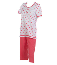 Load image into Gallery viewer, Ladies 100% Cotton Flower &amp; Polka Dot Pyjamas S - XL (Aqua or Red)