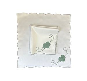 Table Napkins Embroidered Leaf Design 18" x 18" (3 Colours)